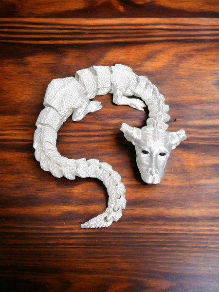 3D Printed Luck Dragon Figurine | Neverending Story Inspired Falkor | Fantasy Desk Decor | Dragon Lover Gift | White Dragon Sculpture