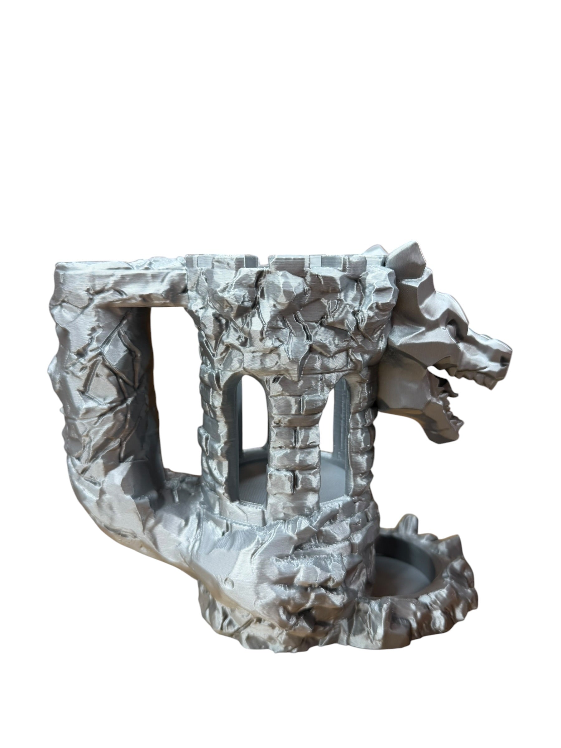 Dragon Fortress Dice Tower and Can Holder | 3D Printed Tabletop RPG Accessory