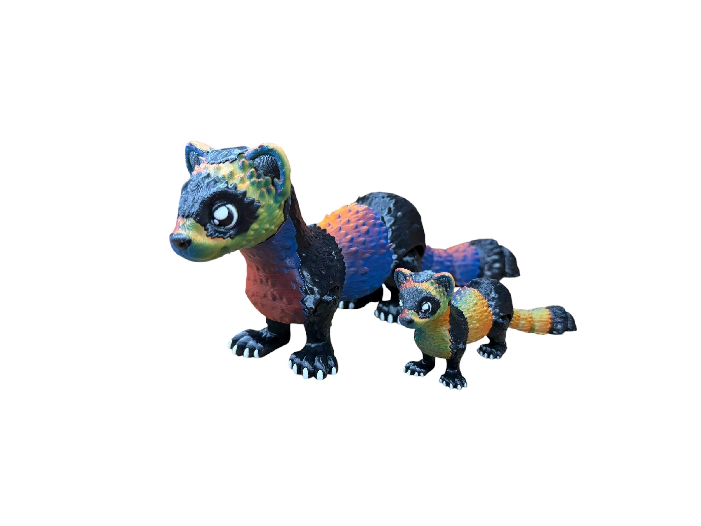 Multicolor articulated flexi ferret in large and small sizes