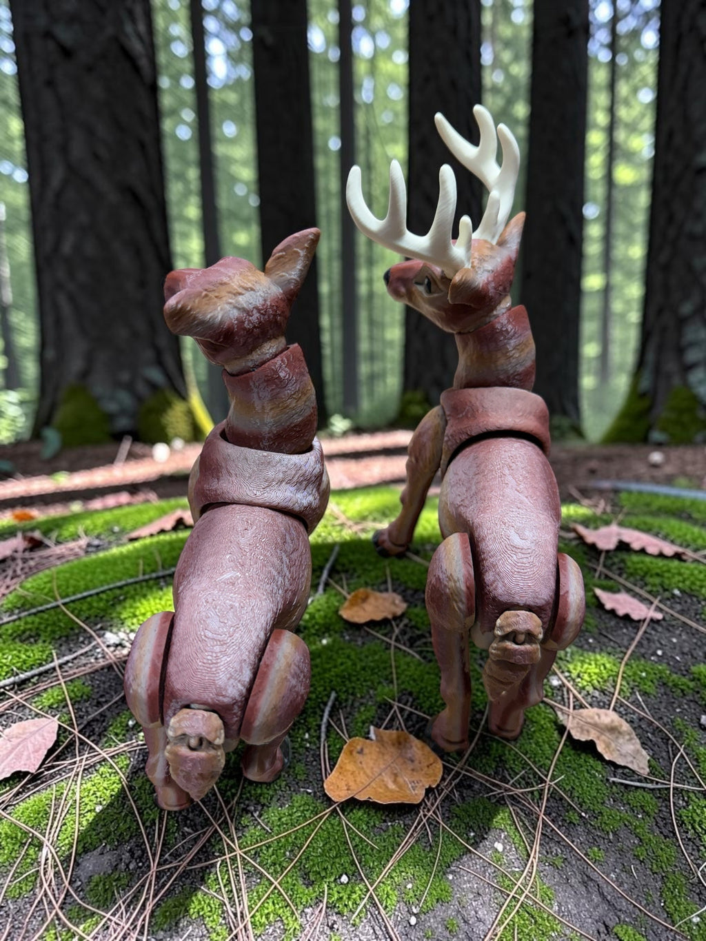 Buck and doe set posed together
